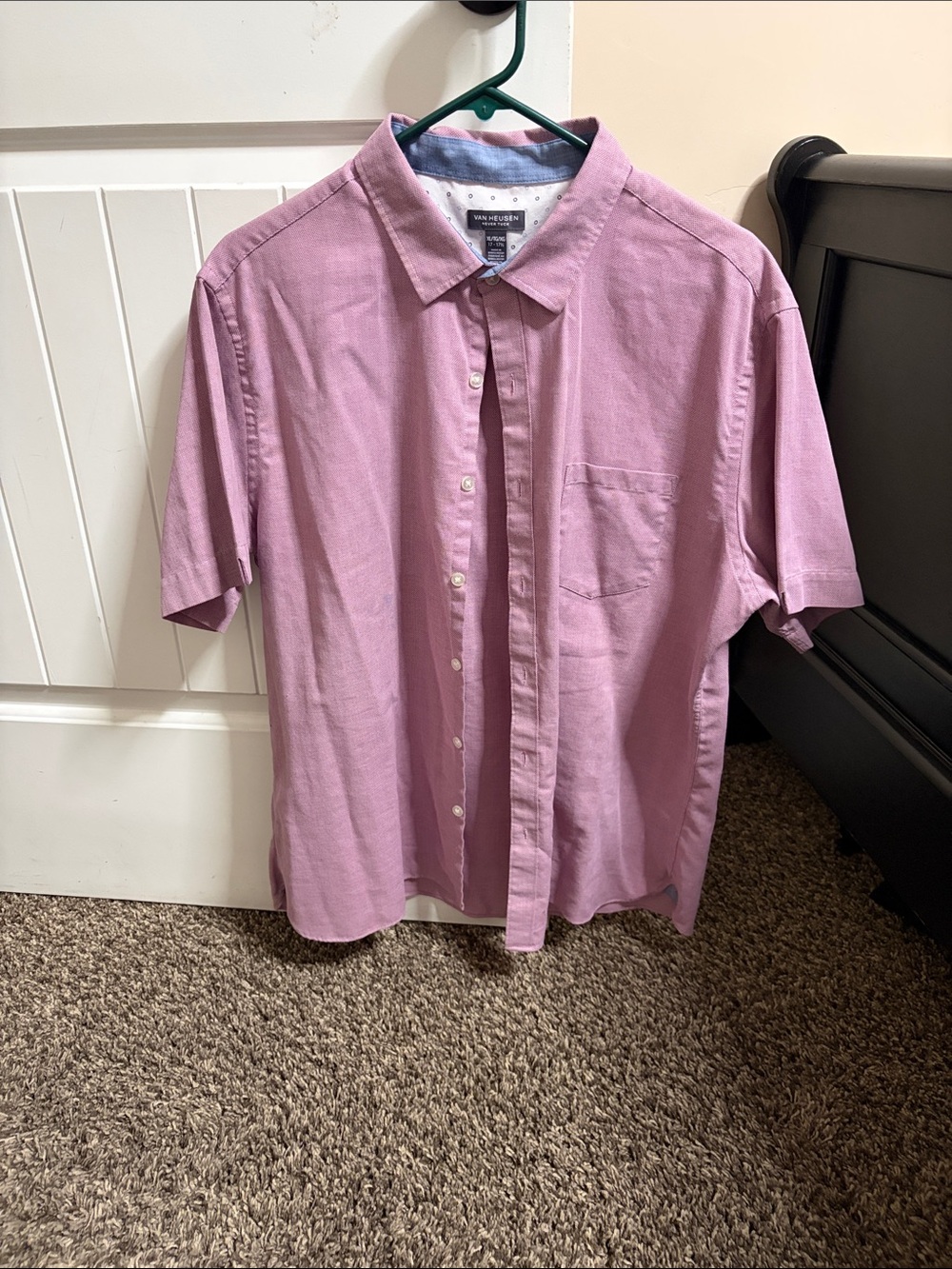 Van Heusen Men’s Short Sleeve Button-Down Shirt - Pink